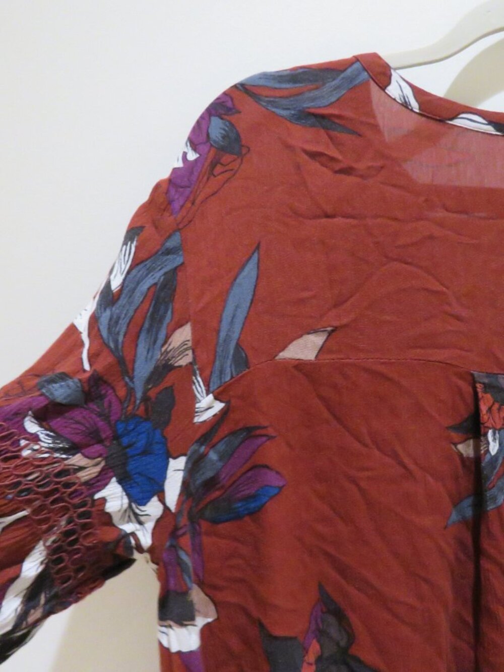FREE PEOPLE Tree Swing Tunic Dress Electric Orchid Floral Medium Boho Festival - Picture 11 of 13